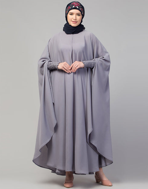 Modest smoking at sleeve Causal Daily Wear Irani kaftan In the Shade of  Grey